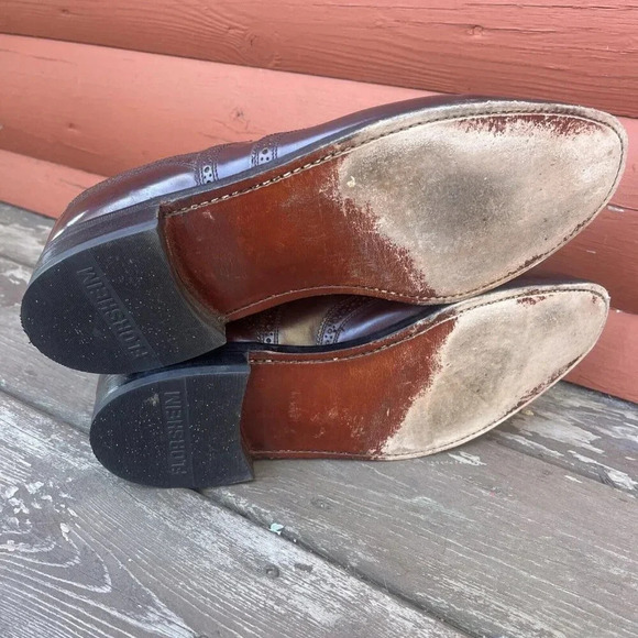 VTG FLORSHEIM The Worthmore Shoe Men's Burgundy Wing Tips Size 10 D India - Picture 5 of 8